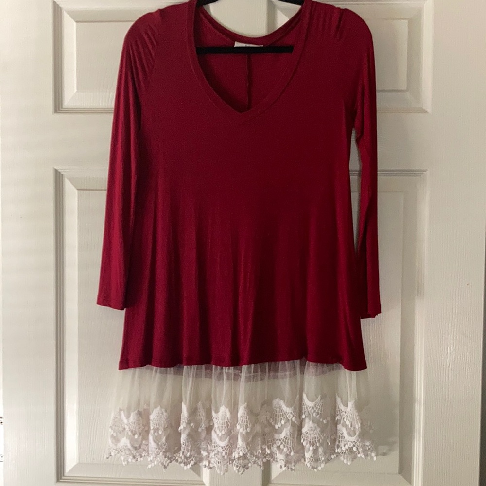 Maroon Top with Lace